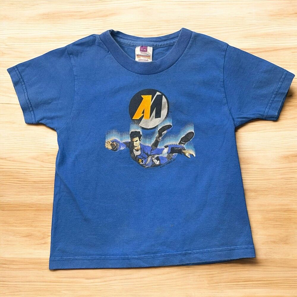 Rare Vintage Underoos Graphic Action Man Blue T-shirt Size 4 Boys